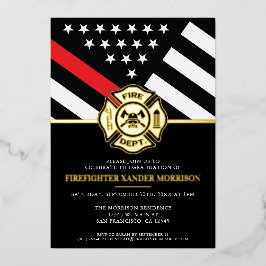 消防団赤線旗消防士卒業 箔招待状