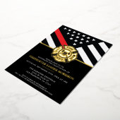 消防団赤線旗消防士卒業 箔招待状 (回転した状態)