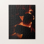 消防坑冬燃え丸太 ジグソーパズル (縦)