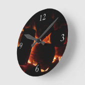 消防坑冬燃え丸太 ラウンド壁時計 (傾斜)