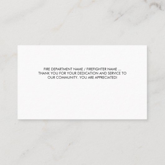 消防士ありがとう薄い赤線フラグハート 名刺 (裏面)