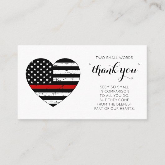 消防士ありがとう薄い赤線フラグハート 名刺 (正面)