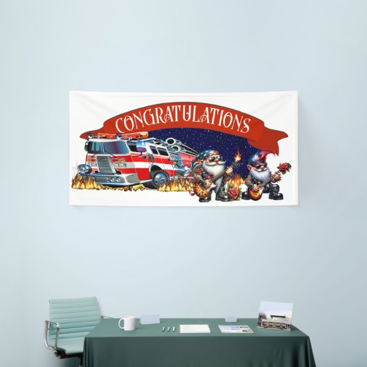 消防士おめでとう! 横断幕 (トレードショー)