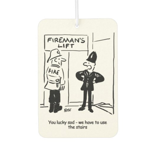 消防士おもしろいと警官の漫画 カーエアーフレッシュナー (正面)