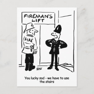 消防士おもしろいと警官の漫画 ポストカード
