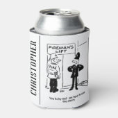 消防士おもしろいと警官の漫画 缶クーラー (缶正面)