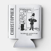 消防士おもしろいと警官の漫画 缶クーラー (裏面)