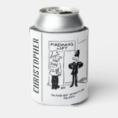 消防士おもしろいと警官の漫画 缶クーラー (缶裏面)