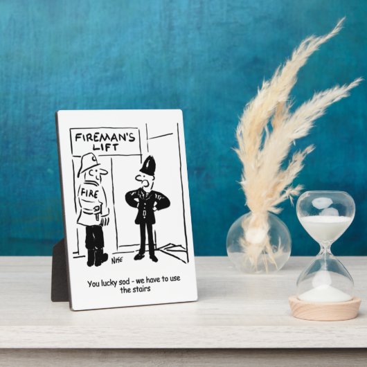 消防士おもしろいと警察官おもしろい フォトプラーク (側面)