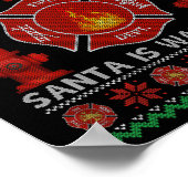 消防士おもしろいの醜いクリスマスのSwに優しい ポスター (角)