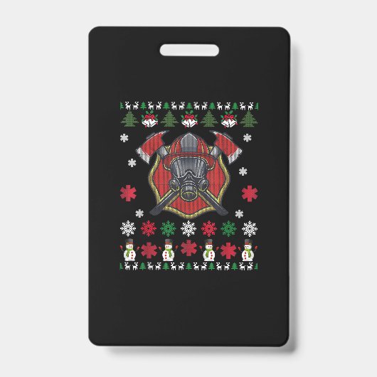 消防士おもしろいクリスマスかわいい恋人の贈り物 バッジ (正面)