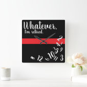 消防士おもしろい退職金の細い赤線 スクエア壁時計 (ホーム)