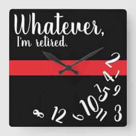 消防士おもしろい退職金の細い赤線 スクエア壁時計