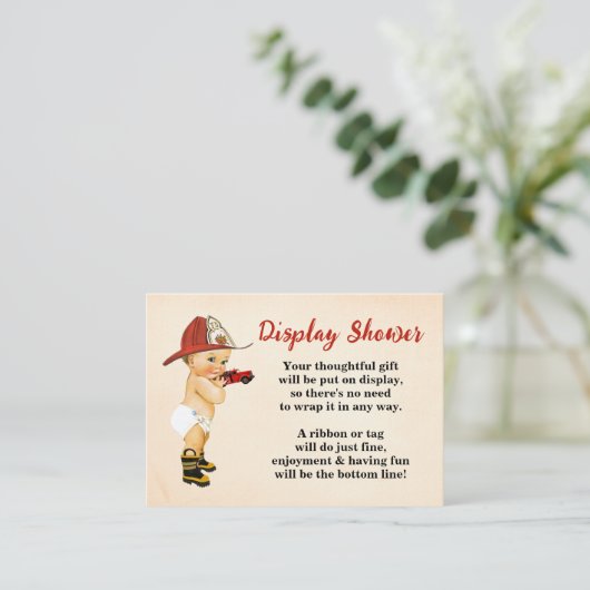消防士がラッピングの赤ちゃんシャワーを表示しない エンクロージャーカード (スタンド正面)