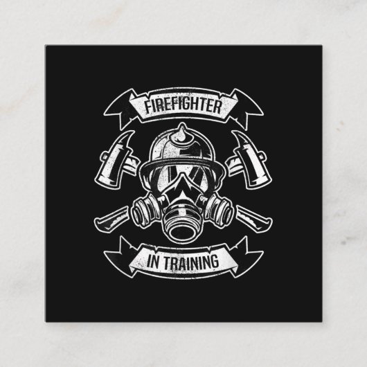 消防士がAxガスマスク吸引器を訓練中 スクエア名刺 (正面)