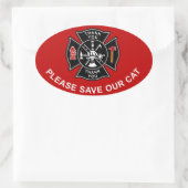 消防士さん救お願いCAT OVALステッカー 楕円形シール (バッグ)