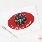 消防士さん救は犬を下さい 楕円形シール (封筒)