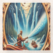 消防士たちはボートに乗り込んだ ガラスコースター (正面)