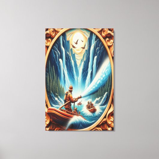 消防士たちはボートに乗り込んだ キャンバスプリント (正面)