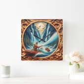 消防士たちはボートに乗り込んだ スクエア壁時計 (ホーム)