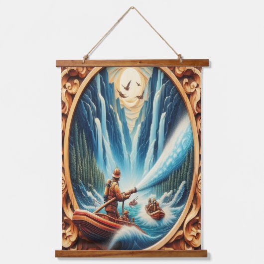 消防士たちはボートに乗り込んだ 吊り下げ型タペストリー (正面)