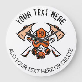 消防士だ。消防署。ギフトアイディアテンプレート ラージ壁時計