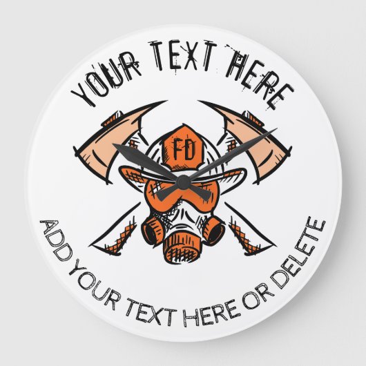 消防士だ。消防署。ギフトアイディアテンプレート ラージ壁時計 (正面)