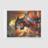 消防士としてのドベルマン犬の演技- 薄葉紙 (正面)