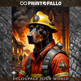 消防士としてのドベルマン犬の演技- 薄葉紙