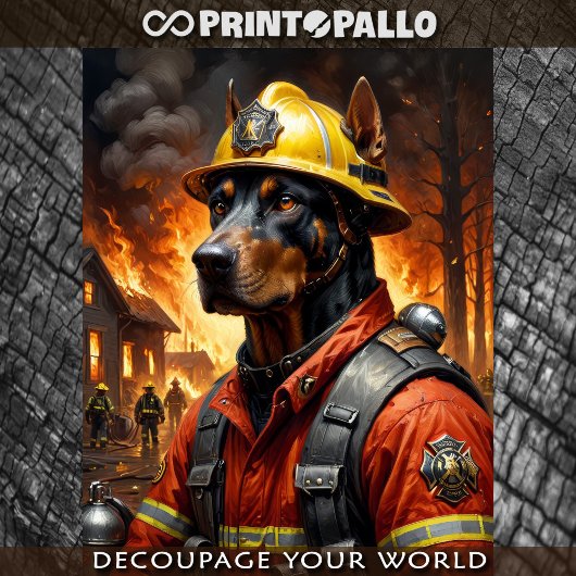 消防士としてのドベルマン犬の演技- 薄葉紙