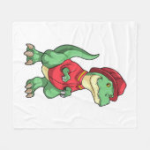 消防士としての恐竜 フリースブランケット (正面(横))