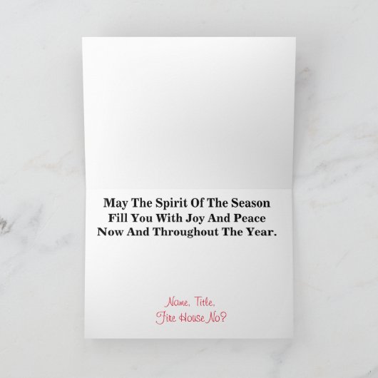 消防士とサンタシルエットクリスマスカード カード (内部)