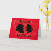 消防士とサンタシルエットクリスマスカード カード (黄色い花)