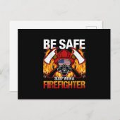 消防士と一緒に安全に寝る シーズンポストカード (正面/裏面)