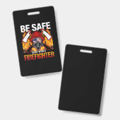 消防士と一緒に安全に寝る バッジ (正面＆裏面)