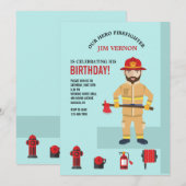 消防士と器材の招待状 招待状 (正面/裏面)