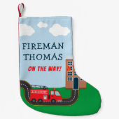 消防士と消防車とファーストネームはリトル・ボーイ スモールクリスマスストッキング (正面)