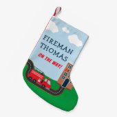 消防士と消防車とファーストネームはリトル・ボーイ スモールクリスマスストッキング (正面 (吊り時))