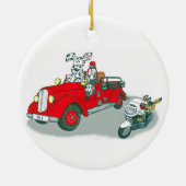 消防士と警察犬 セラミックオーナメント (裏面)