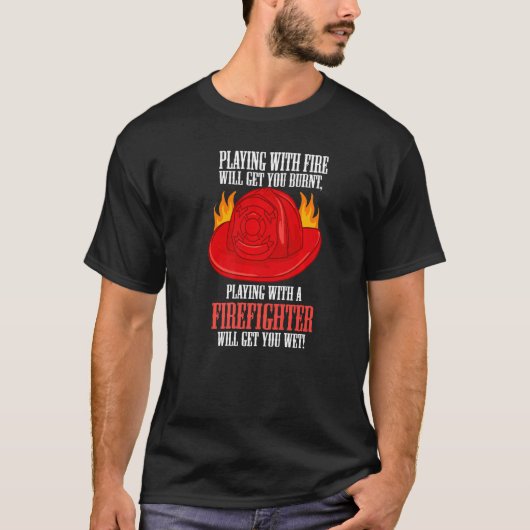 消防士と遊の火傷が効く Tシャツ (正面)