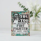 消防士になる – Vintage おもしろい Ad ポストカード (スタンド正面)