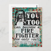 消防士になる – Vintage おもしろい Ad ポストカード (正面/裏面)