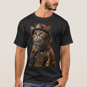 消防士ねこ消防団ねこ消防署 Tシャツ