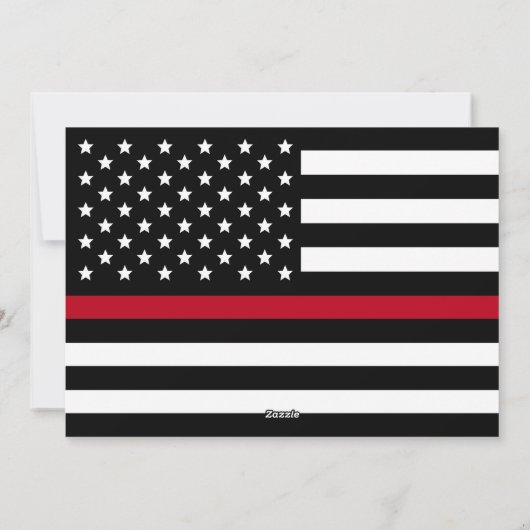 消防士のためのクリスマス 薄い赤いラインの旗の写真 シーズンカード (裏面)