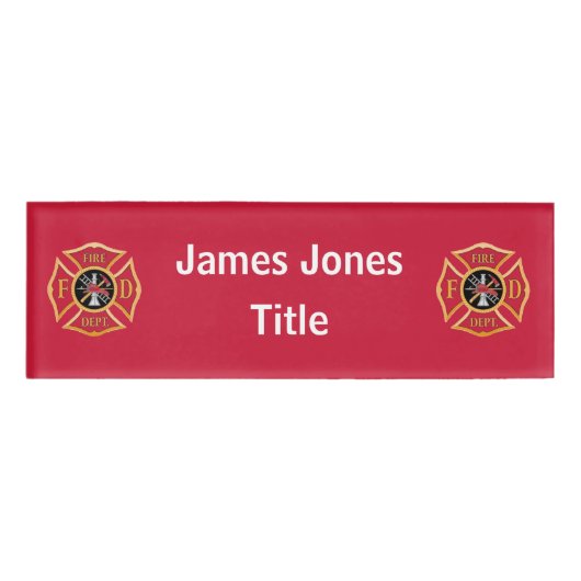 消防士のアクリル再利用可能な名前タグ 名札 (正面)