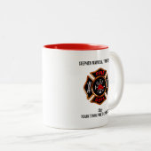 消防士のエンブレム名と部署 ツートーンマグカップ (正面右)