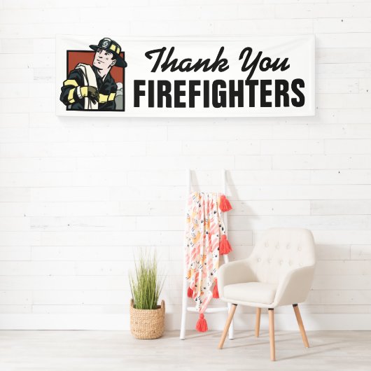 消防士のカスタマイズ可能な旗の印ありがとう 横断幕 (インサイチュ)