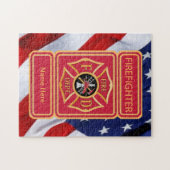 消防士のカスタムマルチーズクロスロゴ ジグソーパズル (横)