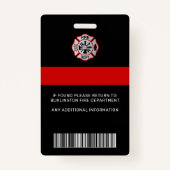 消防士のカスタムロゴ写真プロフェッショナルIDカード バッジ (裏面)