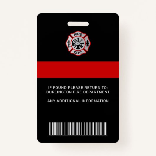 消防士のカスタムロゴ写真プロフェッショナルIDカード バッジ (裏面)